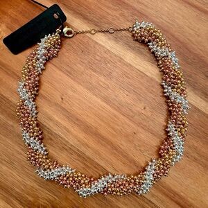 J.Crew | Tri-Color Twist Beaded Necklace | 16” Adjustable